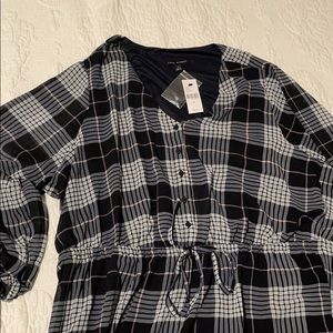 Lane Bryant 3/4 Sleeve Plaid Peplum Top